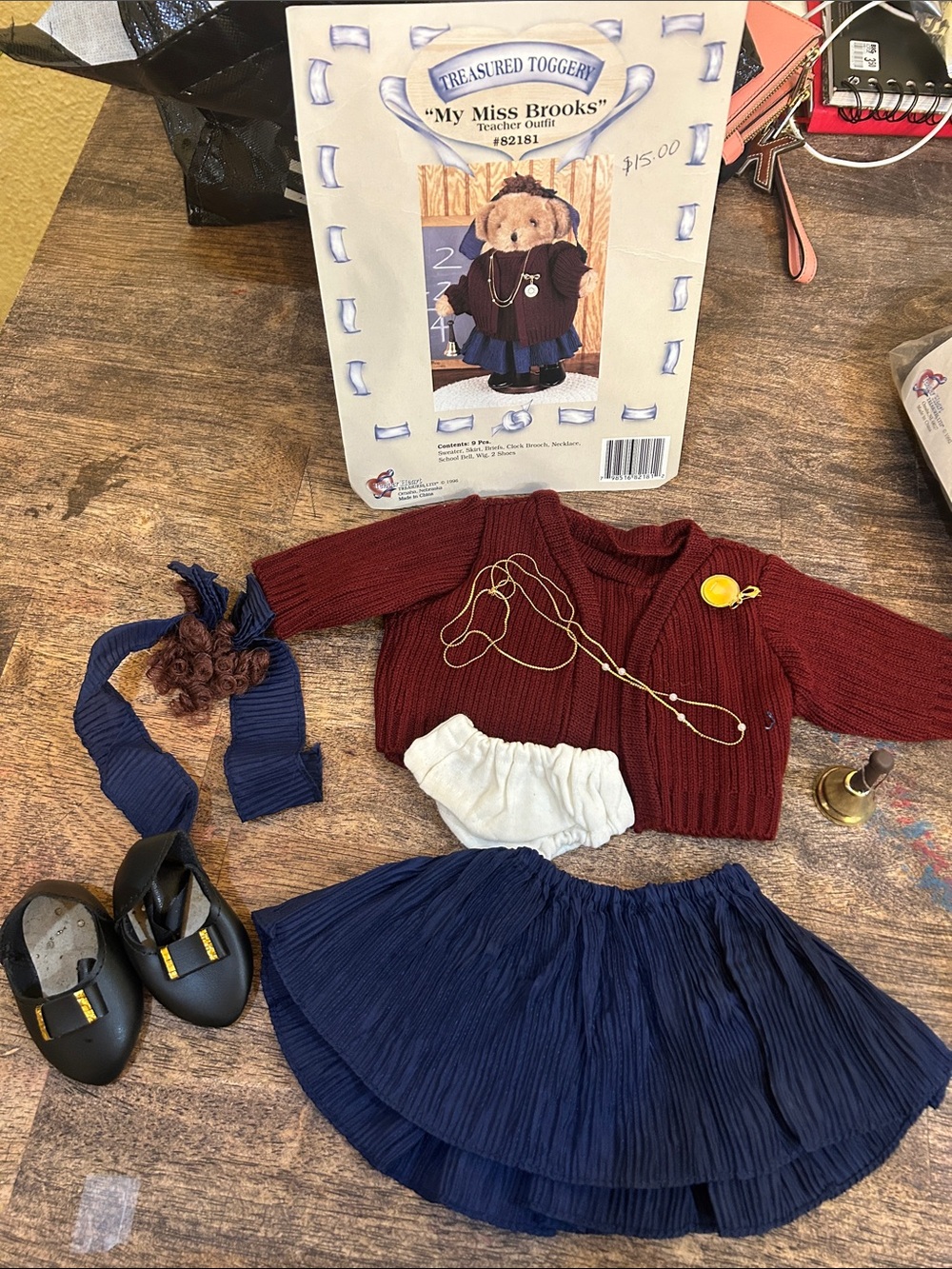 'My Miss Brooks' Doll Outfit – Burgundy & Navy